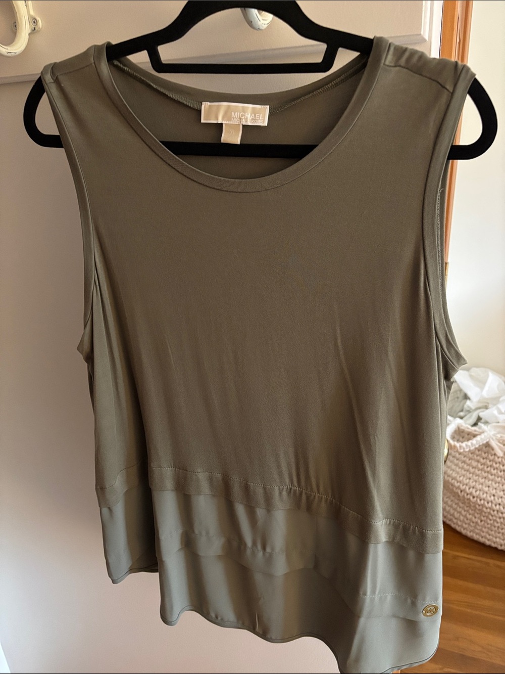 MICHAEL Michael Kors Olive Green Layered Sleeveless Tank